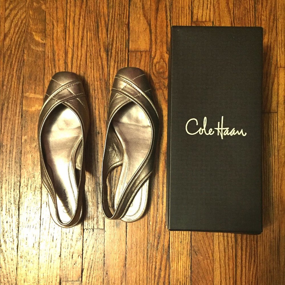 Cole Haan Air Nikki Silver Sling shoes size 9